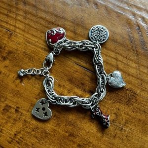 Brighton Courage Love Hope Dream Red Dress Silver Charm Bracelet